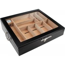 Humidor se skleněným víkem černý