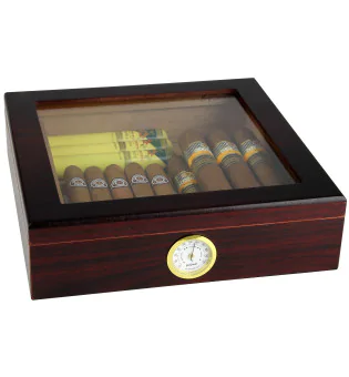 BigSmoke Humidor hnědý se skleněným víkem