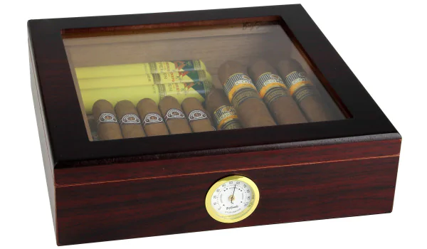 BigSmoke Humidor hnědý se skleněným víkem