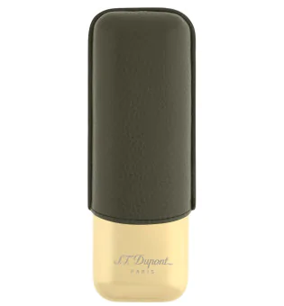Pouzdro na 2 doutníky S.T. Dupont v khaki a zlatém provedení 183269