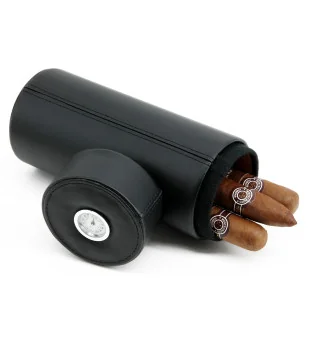 BigSmoke Kožený cestovní obal na doutníky Tube Cedar Lined včetně vlhkoměru