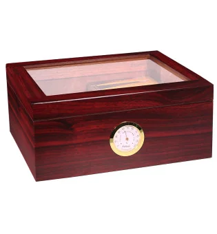 Humidor BigSmoke střední velikosti v hnědém provedení se skleněným víkem