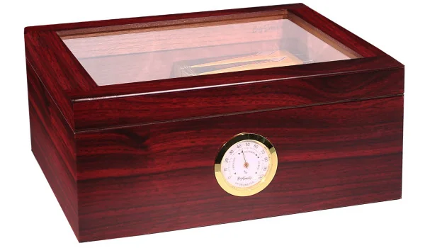 Humidor BigSmoke střední velikosti v hnědém provedení se skleněným víkem
