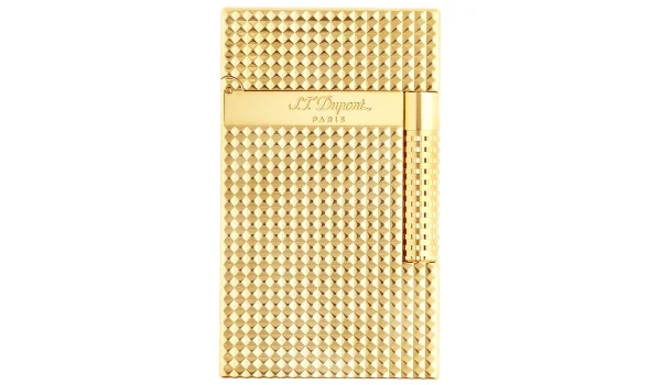 Zapalovač S.T. Dupont Le Grand Cling ve zlatém provedení s diamantovými hlavami C23009