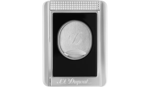 Ořezávač na doutníky S.T. Dupont s dvěma čepelemi se stojanem na doutníky v černém a chromovaném provedení