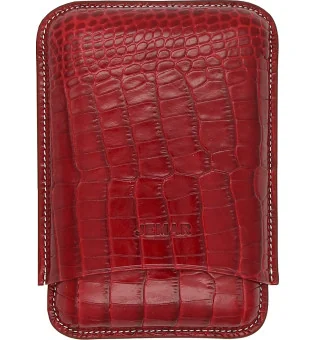 Kožené pouzdro Jemar na tři doutníky v odstínu Coco Red 464/3