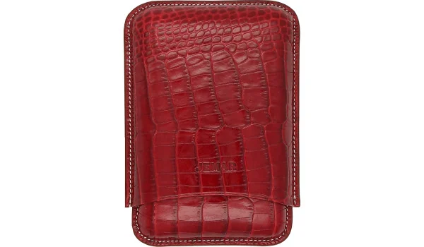 Kožené pouzdro Jemar na tři doutníky v odstínu Coco Red 464/3