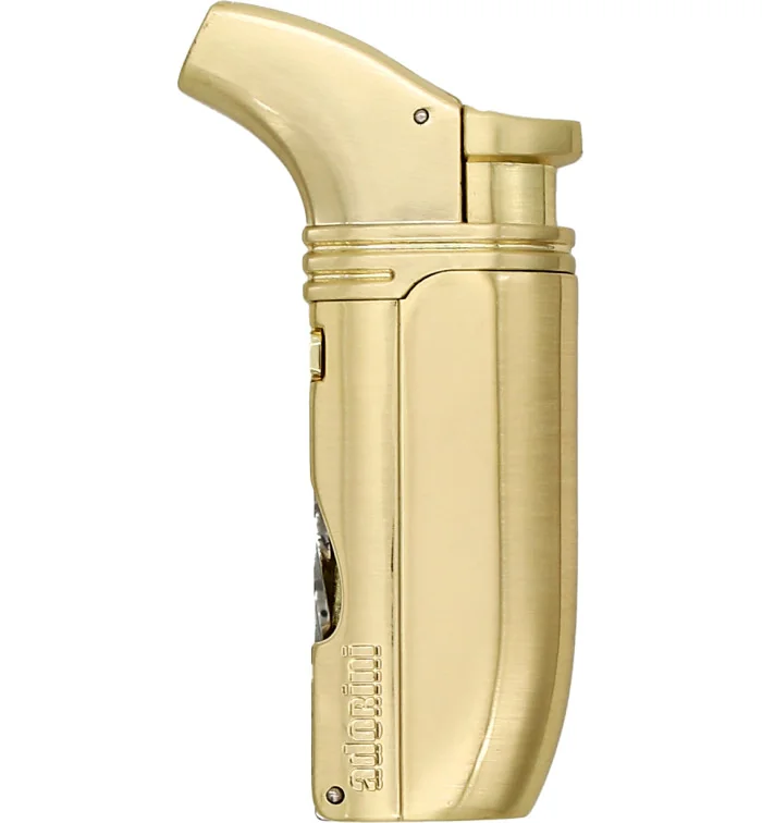 Tryskový zapalovač s dvojitým plamenem značky adorini model Puroso pozlaceným ryzím zlatem s břitvou Solingen obraz 2