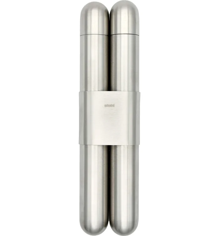 Pouzdro na dva doutníky Adorini ušlechtilá ocel se saténovou povrchovou úpravou/cedr obraz 2