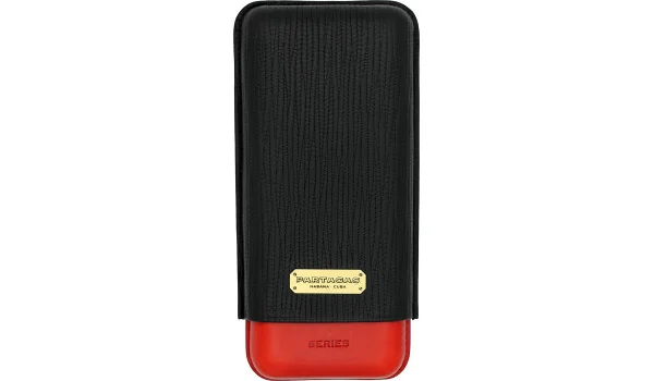 Kožené pouzdro na 3 doutníky Partagas v černočerveném provedení obraz 2