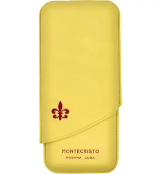 Žluté pouzdro na doutníky Montecristo pro 3 doutníky