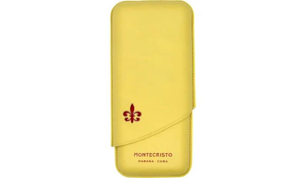 Žluté pouzdro na doutníky Montecristo pro 3 doutníky